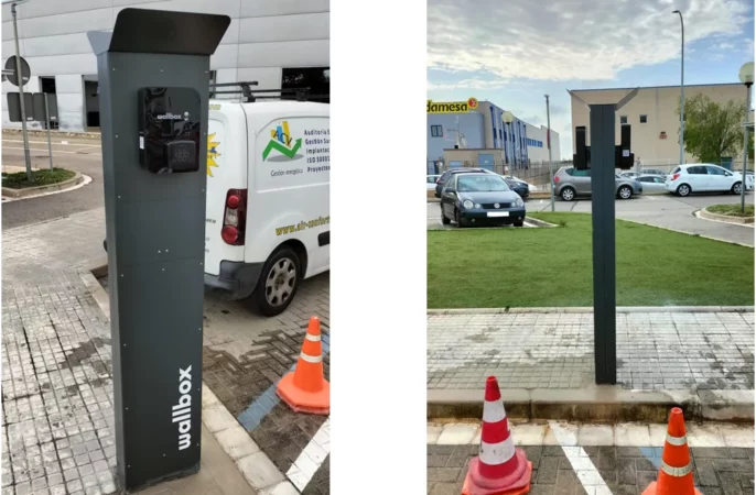 Instalación de punto de recarga de vehículos eléctricos en industria logística de Castellar del Vallès (Barcelona)